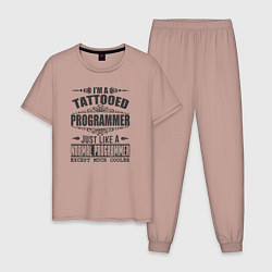 Мужская пижама Я татуированный программист, это как обычный прогр