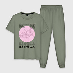 Пижама хлопковая мужская Sakura in Japanese style, цвет: авокадо