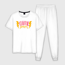 Пижама хлопковая мужская Lightning Girl Power, цвет: белый