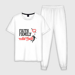 Пижама хлопковая мужская Faith Family Volleyball, цвет: белый