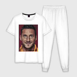 Пижама хлопковая мужская Francesco Totti Roma Italy, цвет: белый