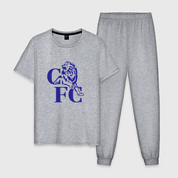 Пижама хлопковая мужская Chelsea Челси Ретро логотип, цвет: меланж