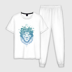 Пижама хлопковая мужская Lion синий 1 штука в цветах, цвет: белый