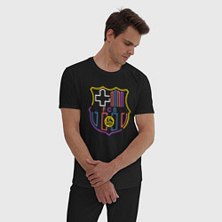 Пижама хлопковая мужская FC Barcelona - Multicolor 2022, цвет: черный — фото 2