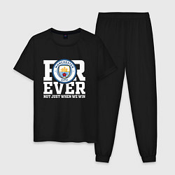 Пижама хлопковая мужская Manchester City FOREVER NOT JUST WHEN WE WIN Манче, цвет: черный