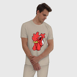 Пижама хлопковая мужская Бойцовский петушок, цвет: миндальный — фото 2
