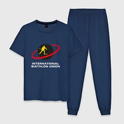 Пижама хлопковая мужская Биатлон Лого, цвет: тёмно-синий