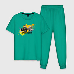 Пижама хлопковая мужская Биско, цвет: зеленый