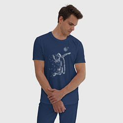 Пижама хлопковая мужская Волейбольный удар, цвет: тёмно-синий — фото 2