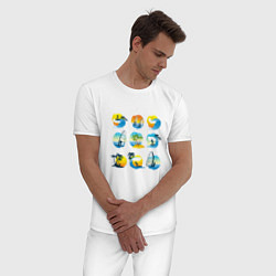 Пижама хлопковая мужская Серфинг Летний отдых, цвет: белый — фото 2