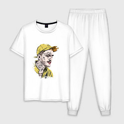 Пижама хлопковая мужская Lil Peep в кепке Лил Пип, цвет: белый