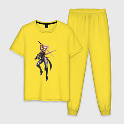 Пижама хлопковая мужская Тёмная эльфийка, цвет: желтый