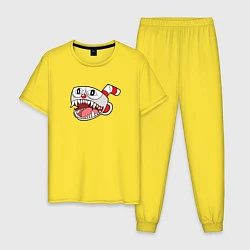Пижама хлопковая мужская Агрессивная чашка Эмодзи Cuphead, цвет: желтый