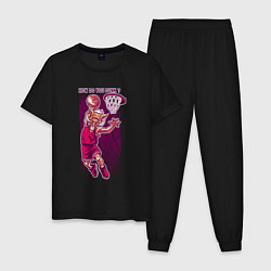 Пижама хлопковая мужская Кабан баскетболист, цвет: черный