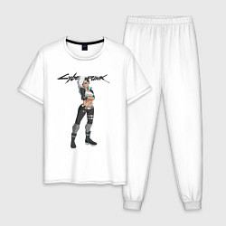 Пижама хлопковая мужская Vi cyberpunk 2077, цвет: белый