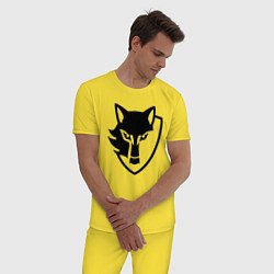 Пижама хлопковая мужская Wolf Emblem, цвет: желтый — фото 2