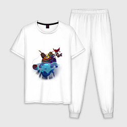Пижама хлопковая мужская Зомби рыбак, цвет: белый