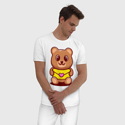 Пижама хлопковая мужская Bear & Heart, цвет: белый — фото 2