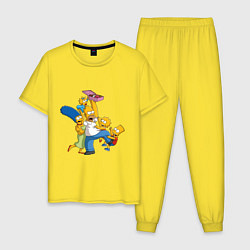 Пижама хлопковая мужская Simpsons donuts, цвет: желтый