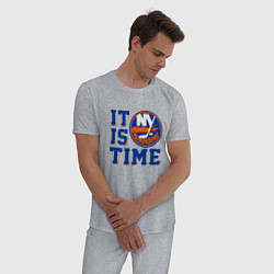Пижама хлопковая мужская It Is New York Islanders Time Нью Йорк Айлендерс, цвет: меланж — фото 2