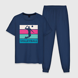 Пижама хлопковая мужская Volleyball Play, цвет: тёмно-синий