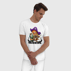 Пижама хлопковая мужская Жаренный осьминог, цвет: белый — фото 2