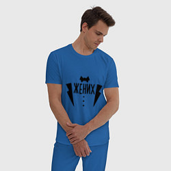 Пижама хлопковая мужская Жених костюм цвета синий — фото 2
