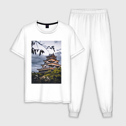 Пижама хлопковая мужская Старинный Замок В Японии, цвет: белый