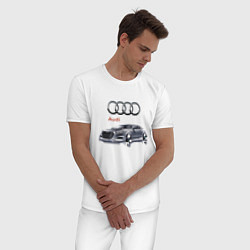Пижама хлопковая мужская Audi Germany Car, цвет: белый — фото 2
