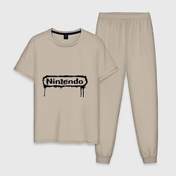 Пижама хлопковая мужская Nintendo streaks, цвет: миндальный