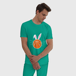 Пижама хлопковая мужская Basketball Bunny, цвет: зеленый — фото 2