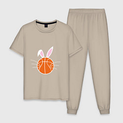 Пижама хлопковая мужская Basketball Bunny, цвет: миндальный