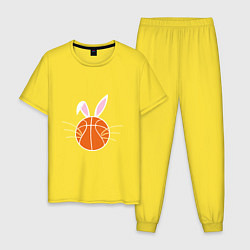 Пижама хлопковая мужская Basketball Bunny, цвет: желтый