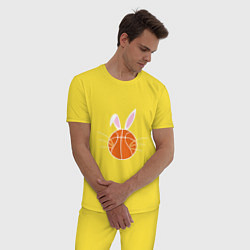 Пижама хлопковая мужская Basketball Bunny, цвет: желтый — фото 2