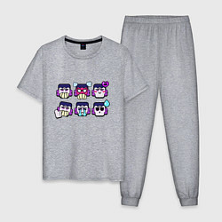 Пижама хлопковая мужская Значки на Фрэнка Пины Бравл Старс Frank, цвет: меланж