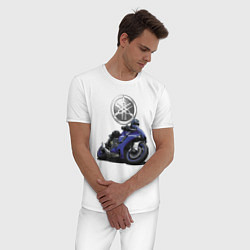 Пижама хлопковая мужская Yamaha Racing team, цвет: белый — фото 2