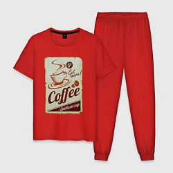 Пижама хлопковая мужская Coffee Cup Retro, цвет: красный