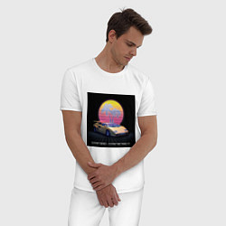 Пижама хлопковая мужская Stay Rad, Stay Retro Retrowave, цвет: белый — фото 2