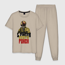 Пижама хлопковая мужская 5 Finger Death Punch Groove Metal, цвет: миндальный