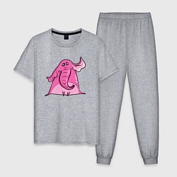 Пижама хлопковая мужская Розовый слон, цвет: меланж