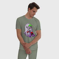 Пижама хлопковая мужская Five Nights at Freddys Security Breach - Волчица Р, цвет: авокадо — фото 2