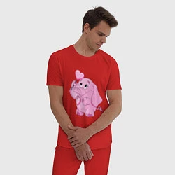 Пижама хлопковая мужская Розовый слонёнок, цвет: красный — фото 2