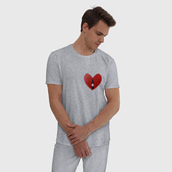 Пижама хлопковая мужская Винишко в сердце, цвет: меланж — фото 2
