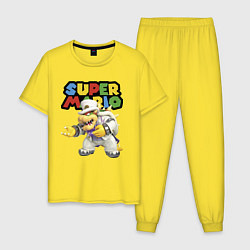 Пижама хлопковая мужская Super mario Bowser, цвет: желтый