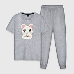 Пижама хлопковая мужская Мышонок с суши, цвет: меланж