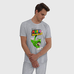 Пижама хлопковая мужская Luigi cat Super Mario 3D World Nintendo, цвет: меланж — фото 2