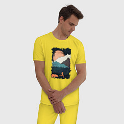 Пижама хлопковая мужская Бег с Медведем, цвет: желтый — фото 2