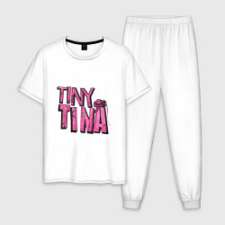 Пижама хлопковая мужская Розовый логотип Крошки Тины с динамитом, цвет: белый