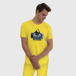 Пижама хлопковая мужская Ski Trick, цвет: желтый — фото 2