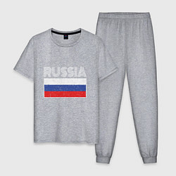 Пижама хлопковая мужская Russia - Россия, цвет: меланж